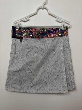 Zand Amsterdam Reversible Wrap Skirt Blue Floral Paisley Boho Adjustable Size